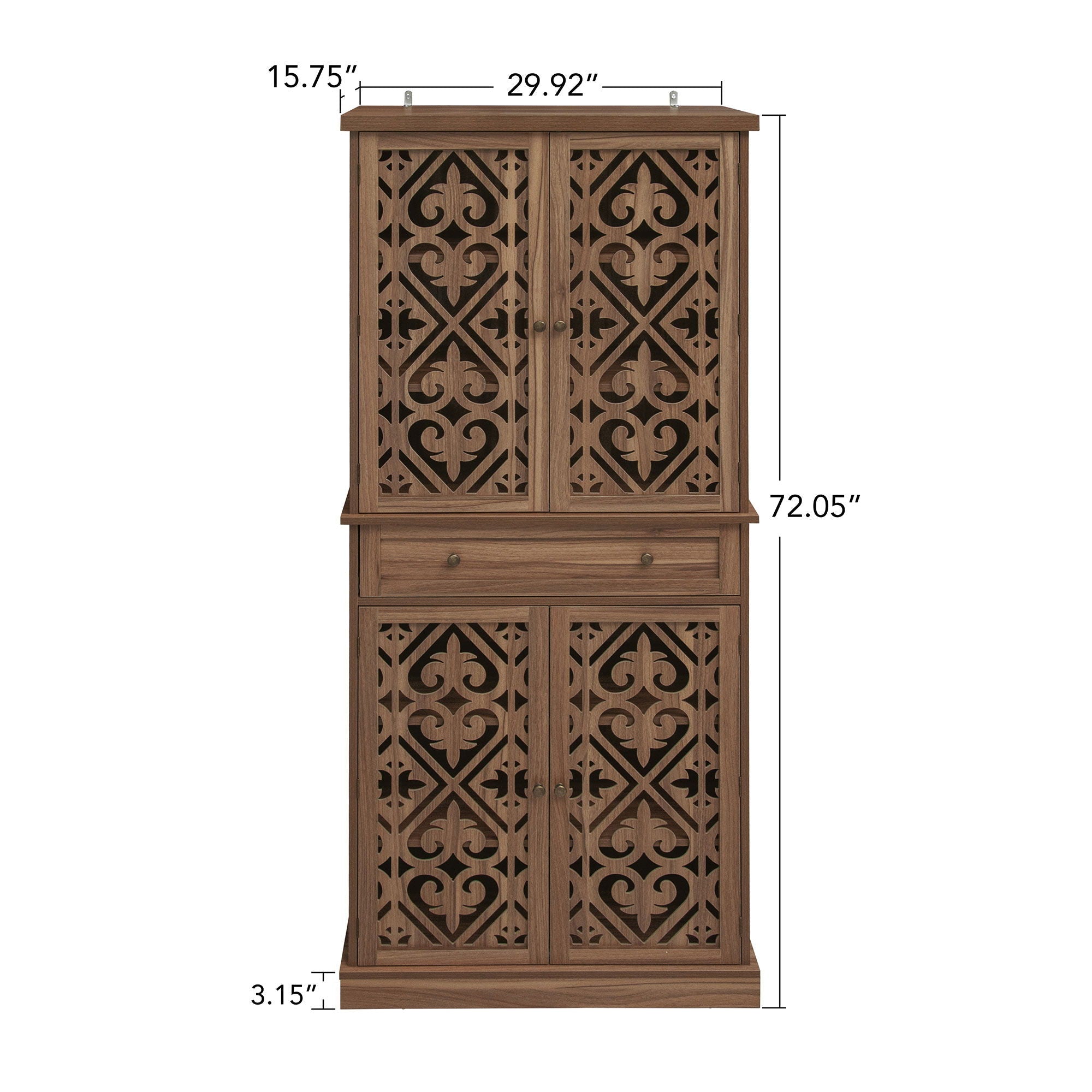 4 Door Cabinet With 1 Drawer, With 4 Adjustable Inner Shelves, Storage Cabinet