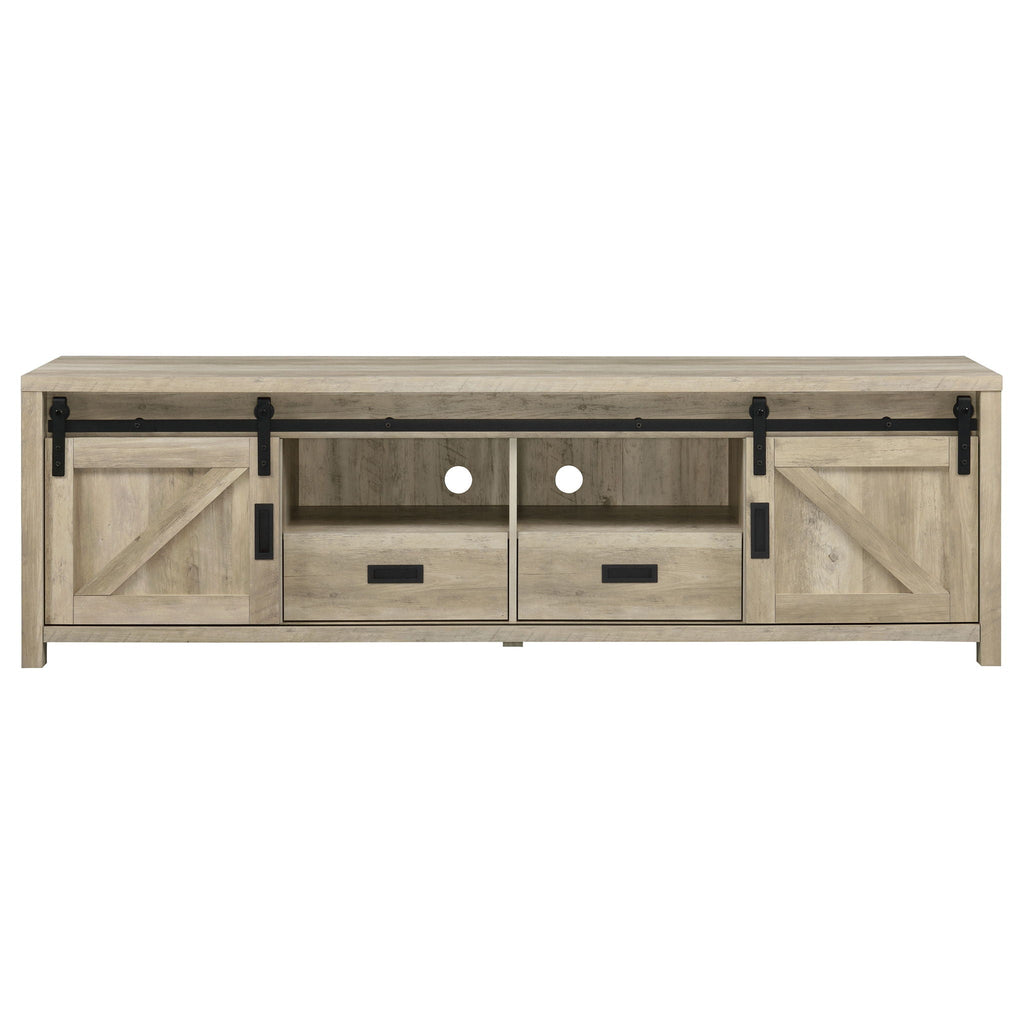 Madra 2-door Engineered Wood 79-inch TV Stand Distressed Pine