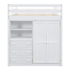Loft Bed With Built In Wardrobe, Shelves And Drawers