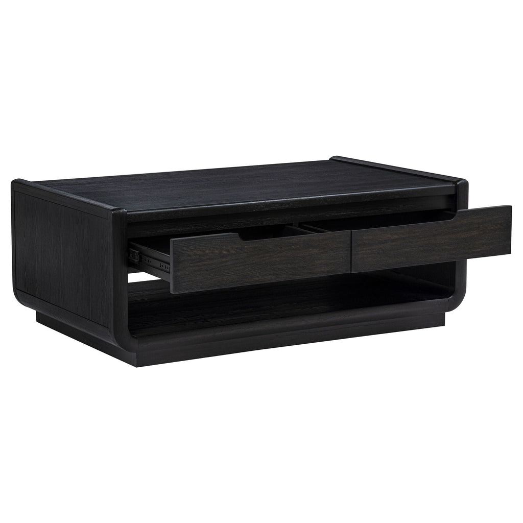 Leandro 2-drawer Wood Cocktail Coffee Table Burnished Black
