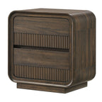 Flair Rounded Edges Nightstand, 2 Drawer Storage - Brown