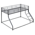 Metal Floor Bunk Bed With Sloped Ladder, Space Saving Design