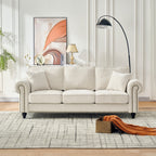 3 Seater Sofa With Tufted Upholstery, Rolled Arms, Nailhead Trim
