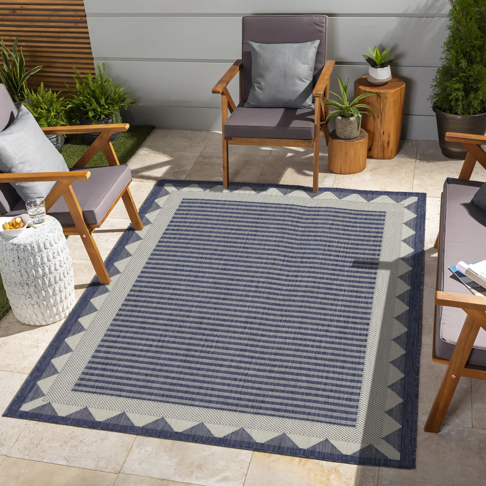 Sunshine - 5'3" X 7'3" Indoor, Outdoor Area Rug - Blue