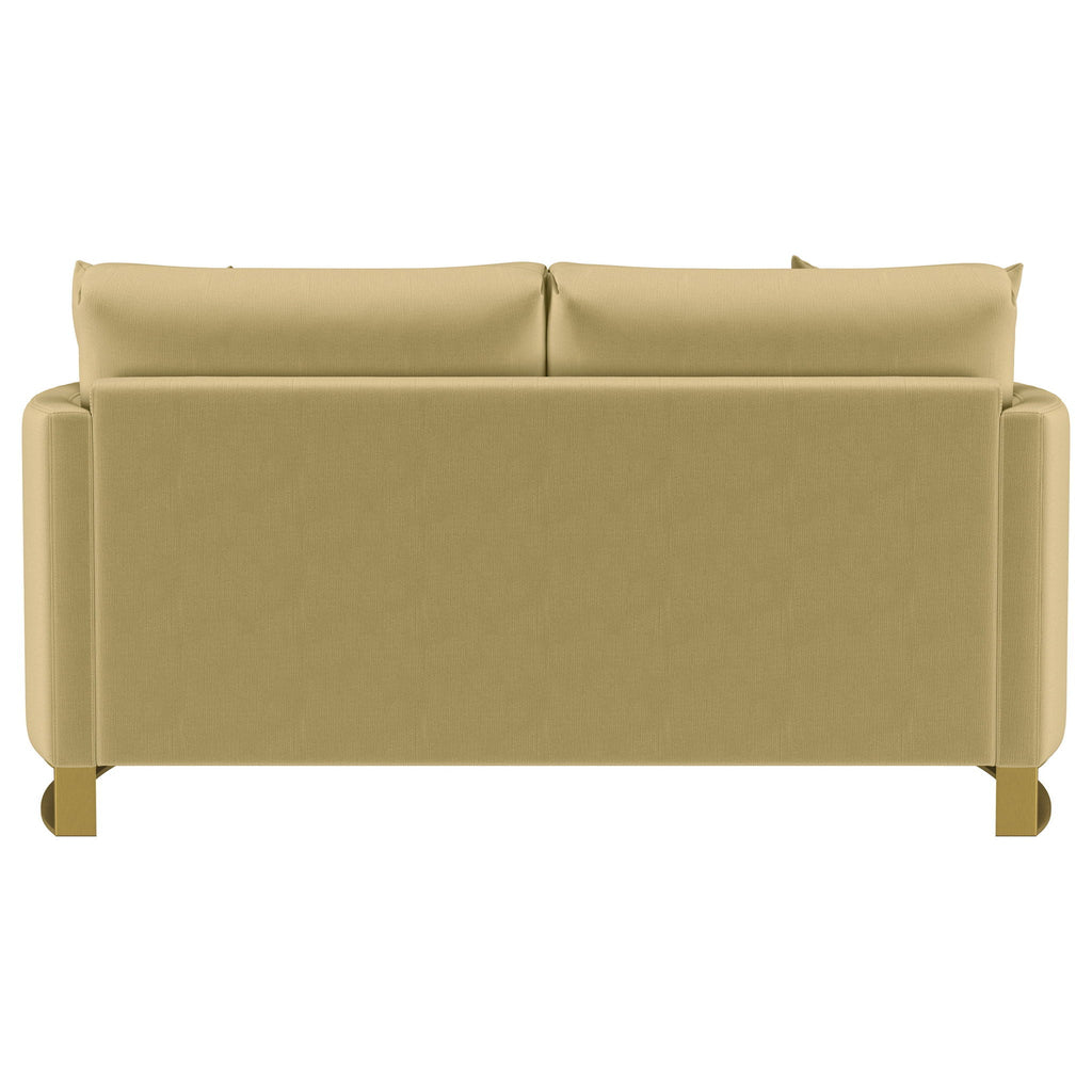 Corliss Upholstered Curved Track Arm Loveseat Camel