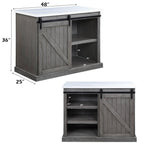 Gauri - Kitchen Island - Marble Top Top & Gray Oak