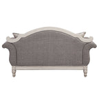Florian - Loveseat With 3 Pillows - Gray Fabric & Antique White