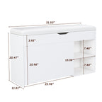 Modern Design Entryway Bench With Adjustable 3 Tier Flip-Up Drawers And Hidden Cabinet - White