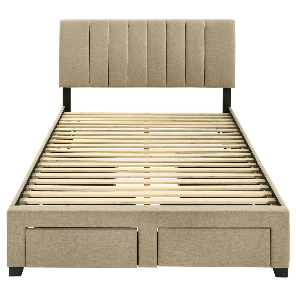 Wheatland 4-drawer Upholstered Full Storage Bed Light Brown