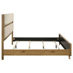 Bennett 78-inch Eastern King Upholstered Panel Bed Cream and Light Oak