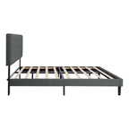 Modern Upholstered Platform Bed Frame With Button Tufted Fabric Headboard