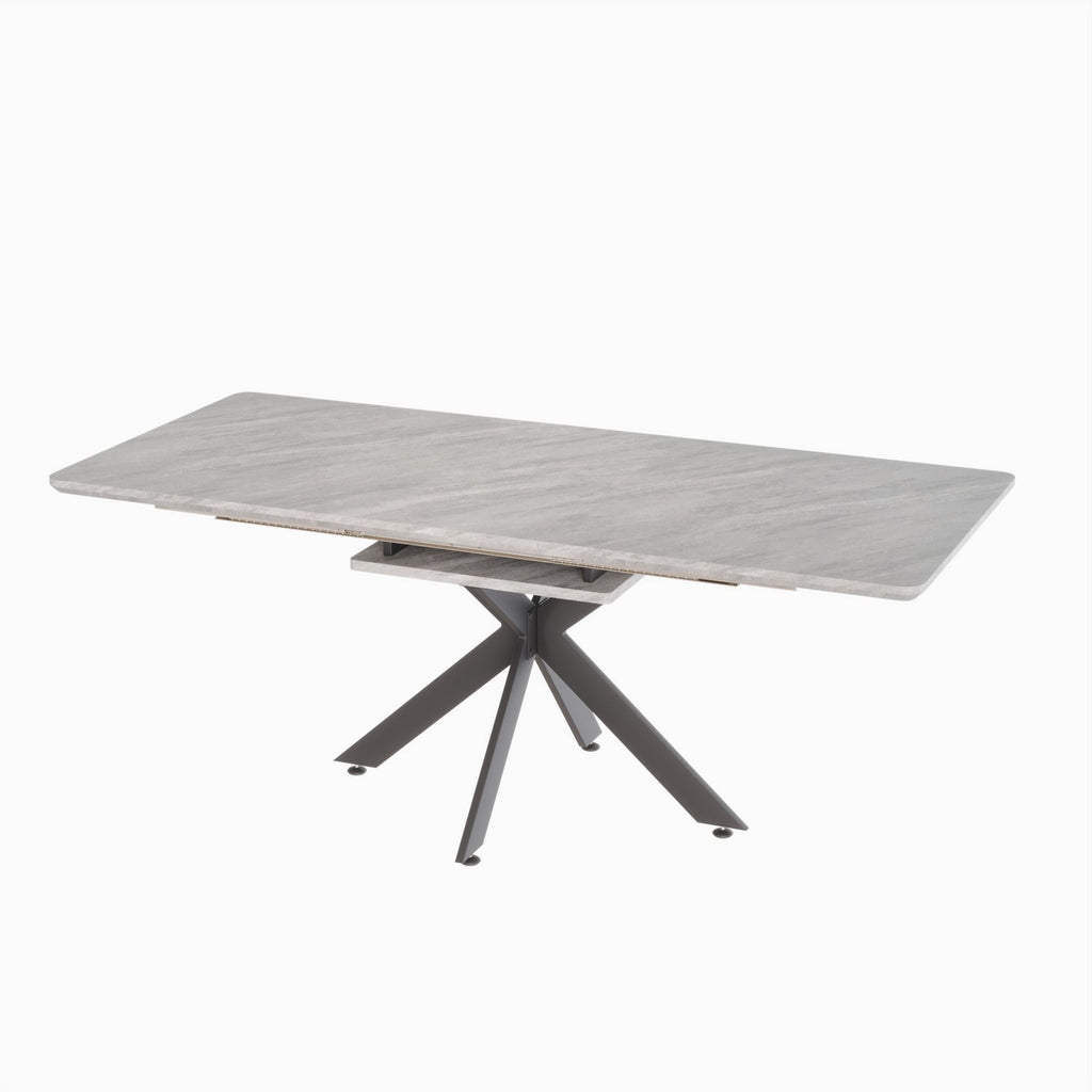 Modern Extendable Dining Table Set For 6 - 8 - Black / Gray