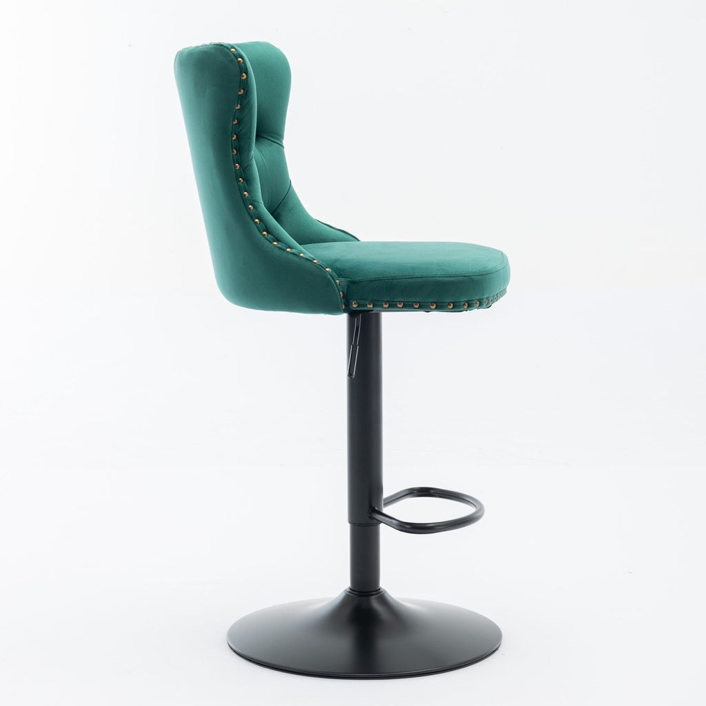 Swivel Barstools Adjusatble Seat Height, Modern Upholstered Bar Stools With Backs Comfortable Tufted For Home Pub And Kitchen Island (Set of 2)