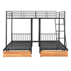 Triple Bunk Bed With Drawers And Guardrails