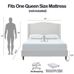 Hannah - Upholstered Wingback Bed Size / Tall Headboard Upholstered King Bed / Premium Textured Look / Minimalist Designs / No Box Spring Needed