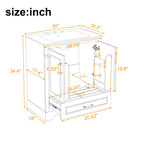 Bathroom Vanity With Sink, 1 Divided Drawer And 2 Soft Close Doors With Double Shelf
