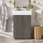 Bathroom Vanity With Sink, Freestanding Wood Grain Cabinet With Storage